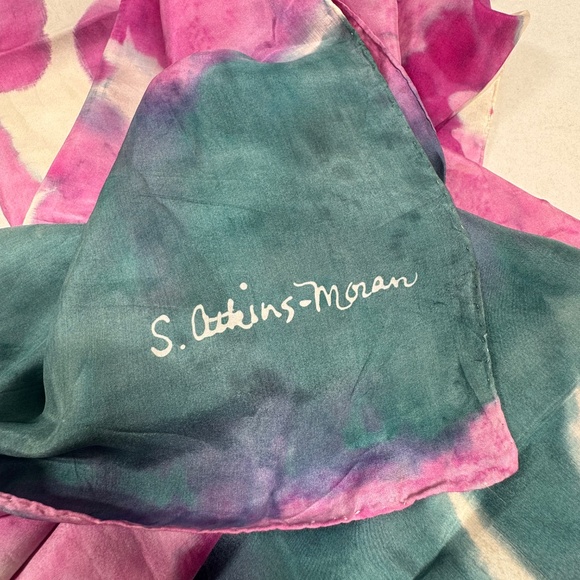S Atkins-Moran Vintage Signed Handmade‎ Dyed Scarf - Size 71" x 14" - In Bag. - Picture 2 of 10